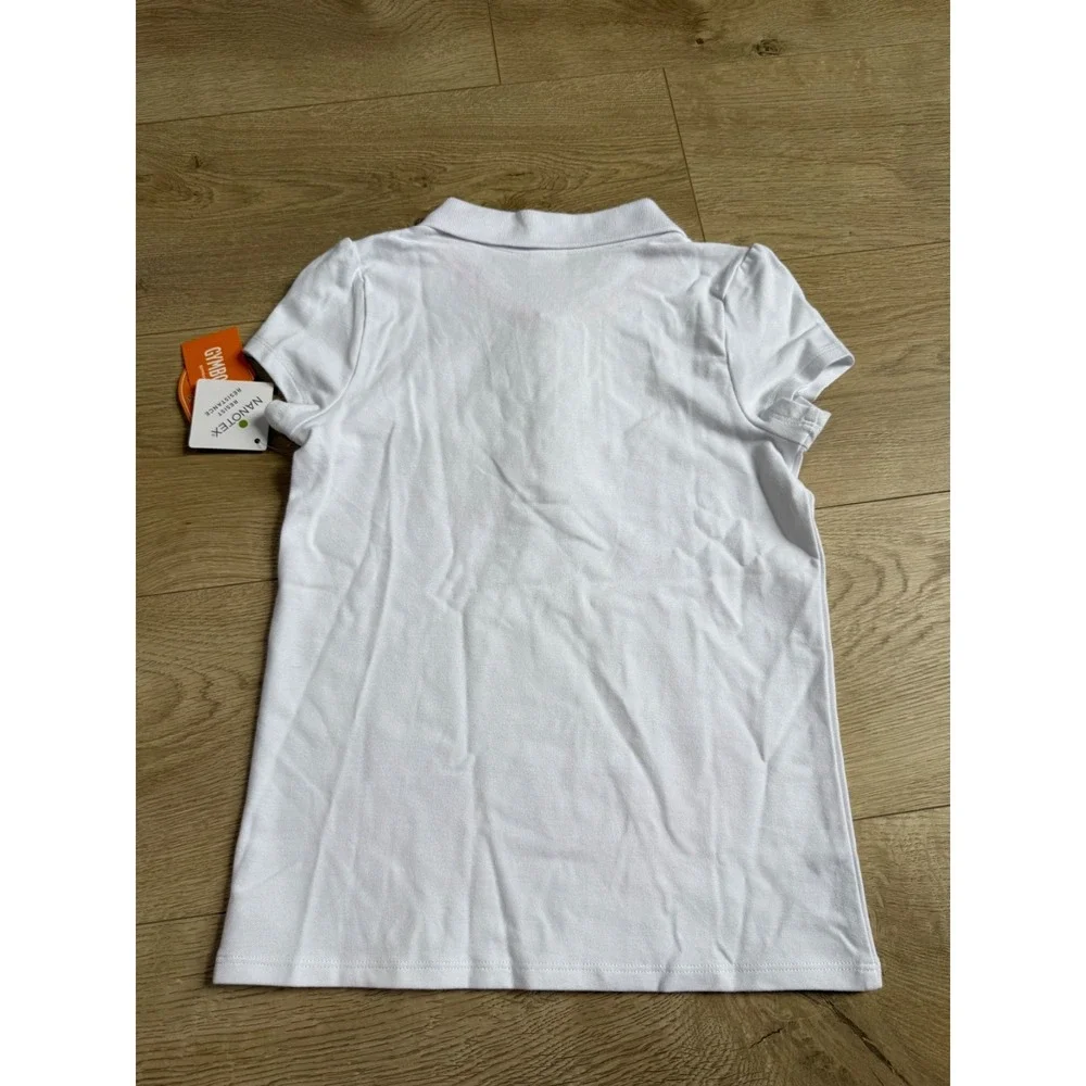 NWT Girls Kid Gymboree playproof uniforms nanotex short sleeve polo white size 7